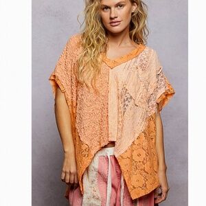 🍀 POL “ Cincinnati 2 “ POL V-neck Textured Knit and Mix Top 88